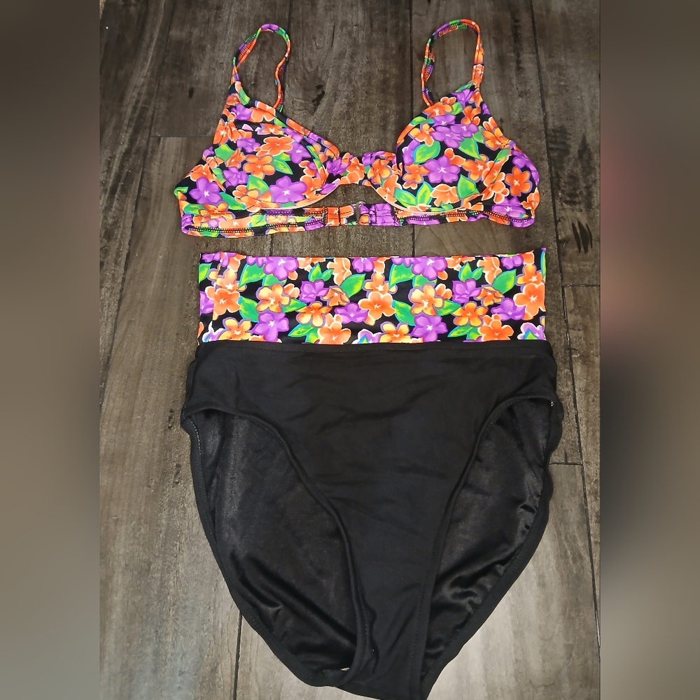 Floral Bikini Set with High-Waisted